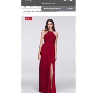 Davids Bridal Open Back Lace Apple Bridesmaid Dress